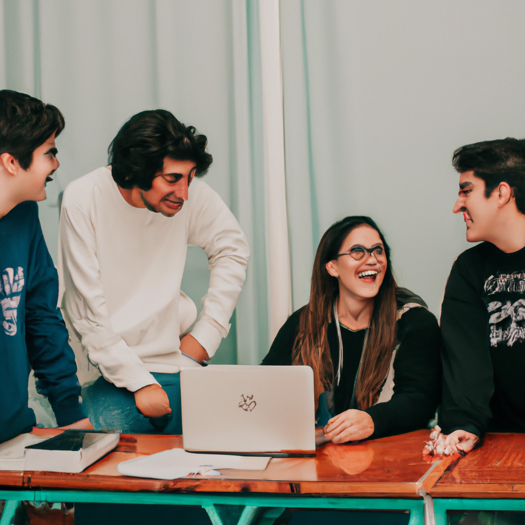 Alumnos en aula moderna minimalista en Buenos Aires